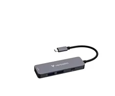VERBATIM Dokovací stanice USB-C, 4v1, HDMI, USB-C PD, USB 3.0, USB 2.0, pilka