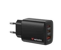 VERBATIM GaN Nabíječka Essentials 65W, 2xUSB-C, 1xUSB-A, juoda