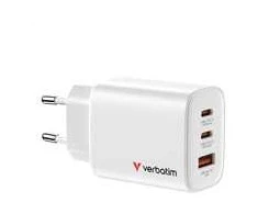 VERBATIM GaN Nabíječka Essentials 65W, 2xUSB-C, 1xUSB-A, bílá