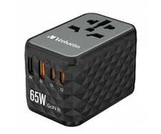 Verbatim kelioninis adapteris EU/UK/US GaN 2xUSB-A/2xUSB-C PD 65W UTA-05 juodas 32120