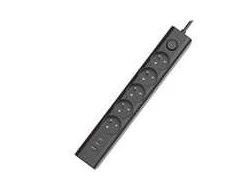 Viking tinklo praplėtimo lizdas YC53, 5x AC 230V, 1x USB-A, 2x USB-C, ilgis 1,5 m, juodas