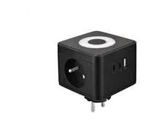 Viking maitinimo adapteris Y23L, 2x 230 V, 1x USB-A, 2x USB-C, jutiklinė lemputė, juoda