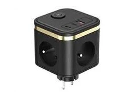 Viking adapter sieciowy Y33, 3x 230 V, 1x USB-A, 2x USB-C, przycisk ON/OFF, juoda