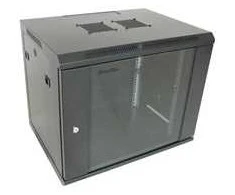 XtendLan 19" sieninė spinta 12U 600x600, keliamoji galia 60 kg, stiklinės durelės, išskleistos, juodos