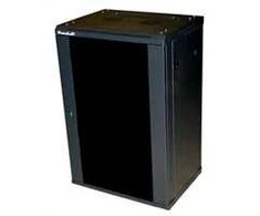 XtendLan 19" sieninė spintelė 18U 600x450, keliamoji galia 60 kg, stiklinės dūminės durys, išskleistos, juodos