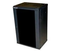 XtendLan 19" sieninė spinta 22U 600x450, keliamoji galia 60 kg, stiklinės dūminės durys, suvirintos, juodos
