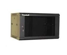 XtendLan 19" sieninė spinta 9U 600x450, keliamoji galia 60 kg, stiklinės dūminės durys, suvirintos, juodos