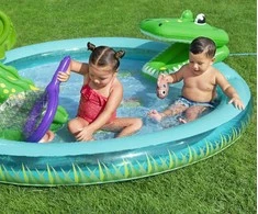 Bestway pripučiama žaidimų aikštelė CROCODILE čiuožykla + purkštuvas + kamuoliukai 53166