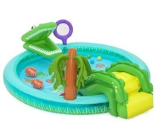 Bestway pripučiama žaidimų aikštelė CROCODILE čiuožykla + purkštuvas + kamuoliukai 53166