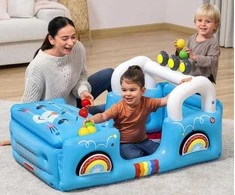 Bestway 93577 „Fisher-Price“ pripučiamas automobilis su kamuoliukais 1,17 m x 76 cm x 61 cm