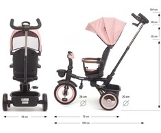 Prabangus vaikiškas triratukas su apšvietimu Milly Mally Twinkle rožinis