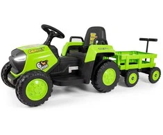 Electric tractor with trailer Milly Mally Rolly žalias
