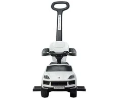 Milly Mally Porsche Cayenne baltas ride-on car with guide rod