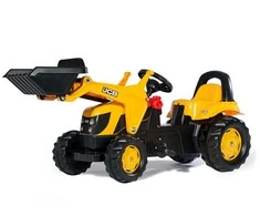 Pedalinis traktorius su kaušu ir priekaba RollyKid JCB Rolly Toys, geltonas