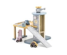 Viga Toys Medinė Garažas su Helikopteriu ir Automobiliais