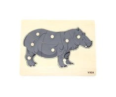 Viga medinis montessori hippo dėlionė su Pinski