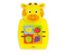 Viga Toys Medinė Sensoryinė Manipuliacinė Lentelė Žirafa su Dėlionėmis