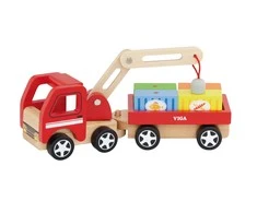 Viga Toys Medinis Kranas su Konteineriais