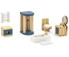 Viga Toys Medinių baldų rinkinys lėlių nameliui vonios kambariui VIGA PolarB