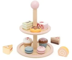 Viga Toys Medinis saldumynų stovas vaikams su priedais VIGA