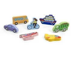 VIGA Medinė Dėlionė Montessori 2in1 Transporto Priemonės
