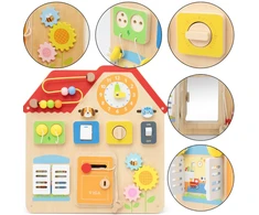 Viga Toys Medinė Montessori lavinamoji lentelė Atradimų ir mokymosi namelis VIGA