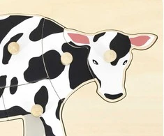 Viga Toys Viga medinis montessori dėlionės karvė su Pinski