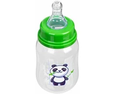 Akuku maitinimo buteliukas 125 ml su silikoniniu žinduku, žalia panda