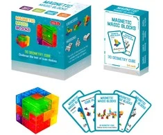 Malplay Magnetinių 3D kaladėlių dėlionė kubas su kortelėmis