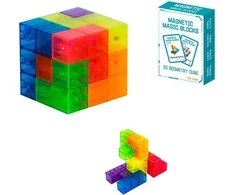 Malplay Magnetinių 3D kaladėlių dėlionė kubas su kortelėmis