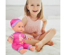 Malplay Interaktyvi kalbanti Lėlė kūdikis su maitinimo buteliuku, 34 cm