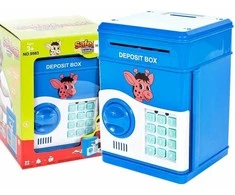 Malplay Taupyklė seifas vaikui elektroninė, garsai, su pin kodu, mėlyna spalva