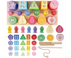 Malplay Lavinamoji Montessori medinė dėlionė su pjaustomais vaisiais