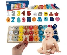 Malplay Lavinamoji Montessori medinė dėlionė, mokanti skaičiuoti 4in1