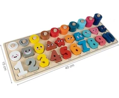 Malplay Lavinamoji Montessori medinė dėlionė, mokanti skaičiuoti 4in1