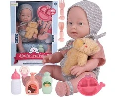 Malplay Lėlė kūdikis su priedais ir meškiuku 36 cm