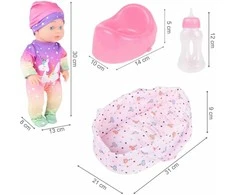 Malplay Lėlė kūdikis su priedais ir nešykle, 30 cm