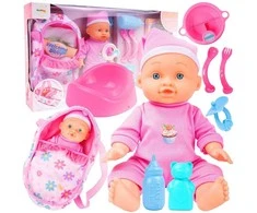 Malplay Lėlė su nešykle ir priedais, geria, šlapinasi, 26 cm