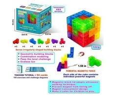 Malplay Magnetinių 3D kaladėlių dėlionė kubas su kortelėmis