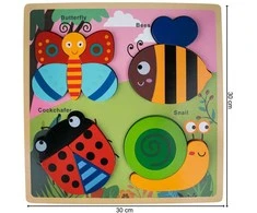 Malplay Medinė dėlionė Vabzdžiai 30 × 30 cm