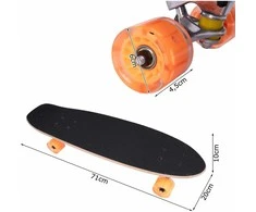 Malplay Medinė riedlentė su vienpusiu raštu, LED ratais, ABEC-7, 100 kg