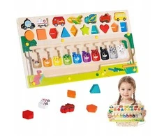 Malplay Montessori medinė magnetinė labirinto lenta Mokausi spalvų ir skaičiuoti