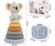 Malplay Montessori sensorinės kaladėlės - piramidė Koala, 13 vnt