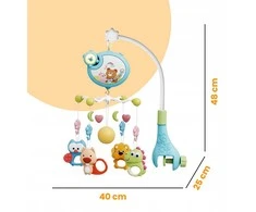 Malplay Muzikinė karuselė kūdikiams, 360° su barškučiais, kramtukais, 5 melodijomis, 0+