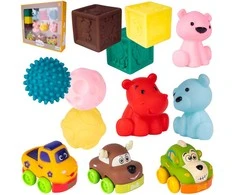 Malplay Sensorinės kaladėlės Pyramid Montessori Soft Creative, 12 vnt.