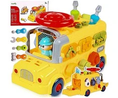 Malplay Surenkamas lavinamasis mokyklinis autobusas su vairu ir garsu