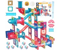 Malplay Šviečiantis magnetinis konstruktorius kamuoliukų trasa, 125 el.