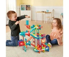 Malplay Šviečiantis magnetinis konstruktorius kamuoliukų trasa, 125 el.
