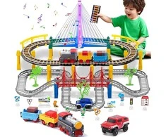 Malplay Urban Transport Track trasa su šviečiančiu tiltu– kūrybiškas žaislas vaikams (102 dalys)