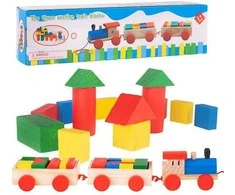 Malplay Žaislas Medinis traukinys su kaladėlėm